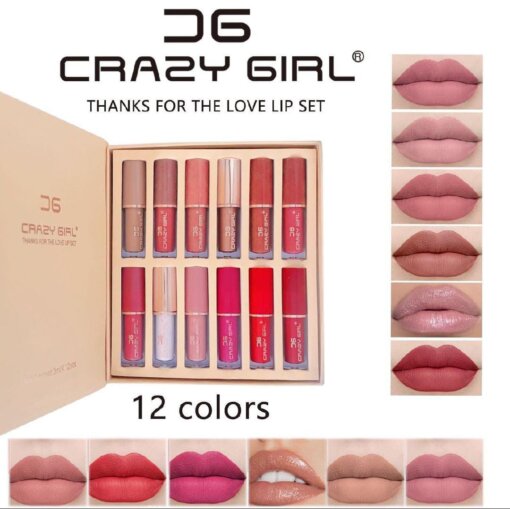 Crazy Girl - 12 Matte Colors Liquid Lipstick Box - 2.5ml*12pcs