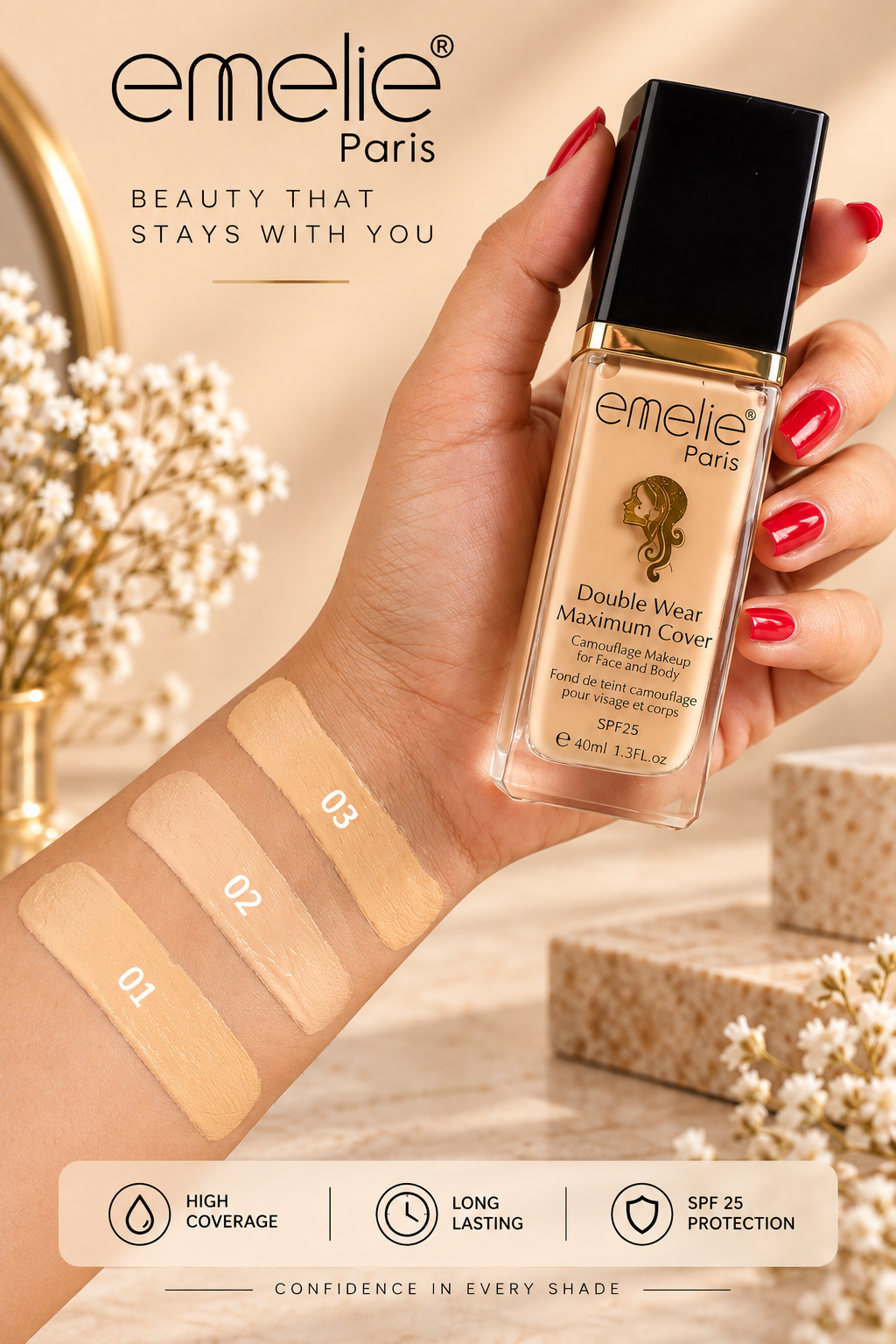 Emelie Double Wear Maximum Cover Foundation