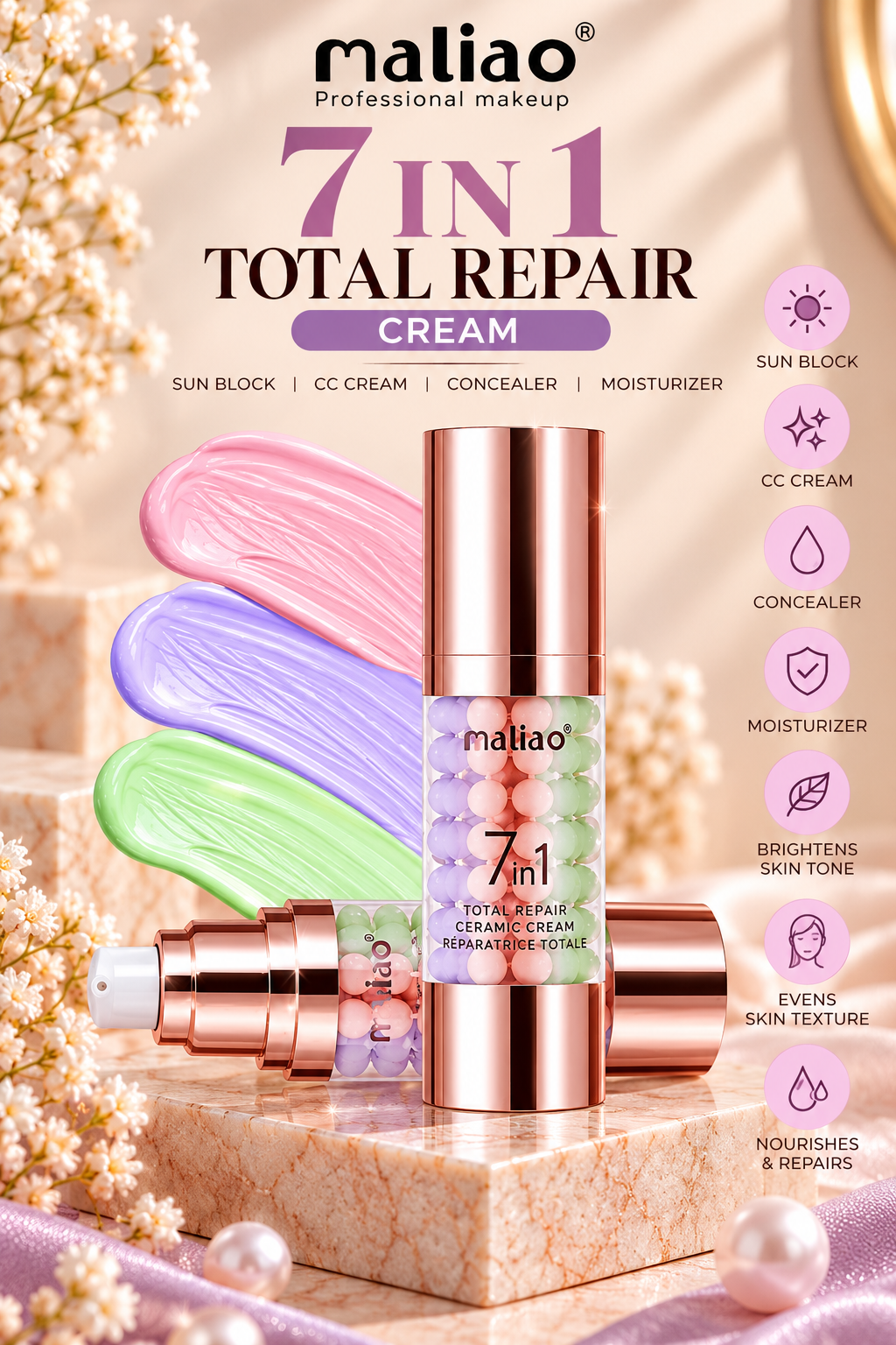 Maliao 7 in 1 Total Repair Pore Minimizing Makeup Primer