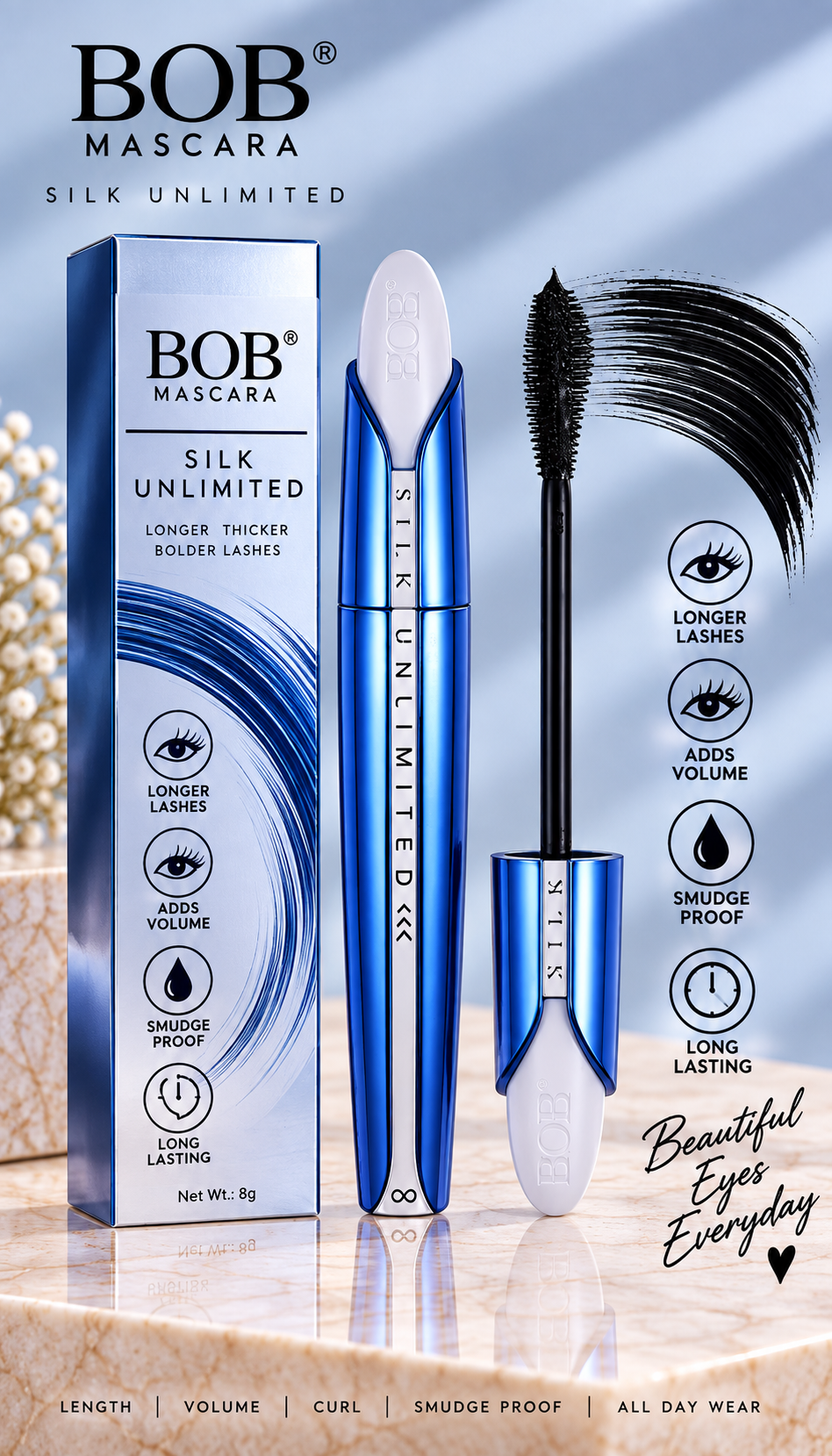 Bob Unlimited Silk 3D Curling Volume Mascara